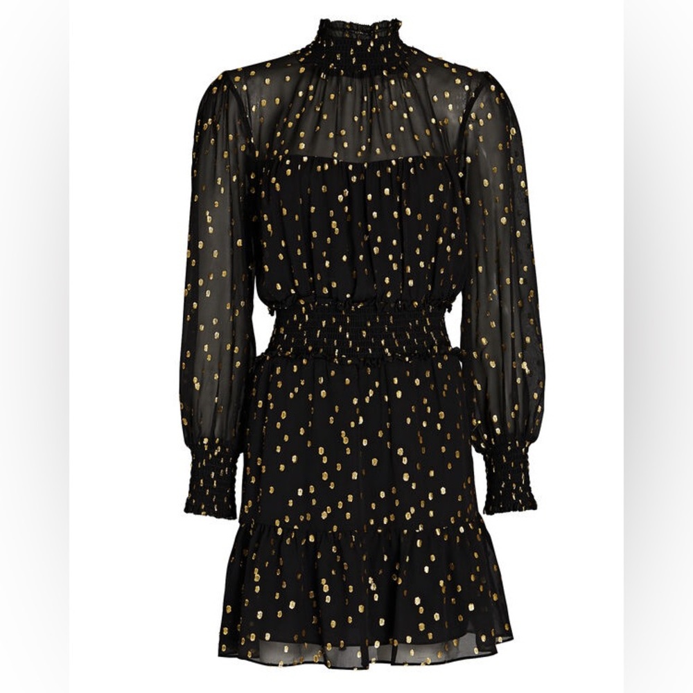 INTERMIX Andressa Metallic Silk Mini Dress